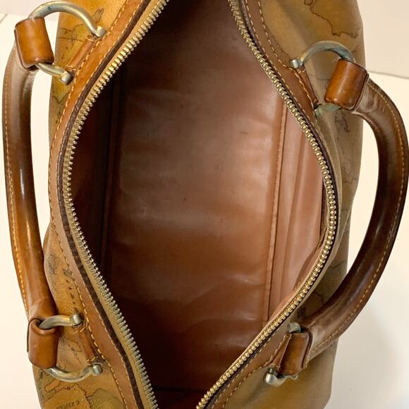 Vintage Alviero Martini 1A Classe Geo Map Satchel Bag Italy Coated Canvas Unisex - Picture 7 of 16